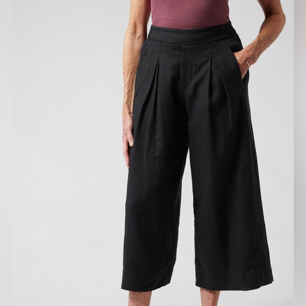 ATHLETA PLAYA WIDE LEG LINEN CROP SIZE 10 TALL